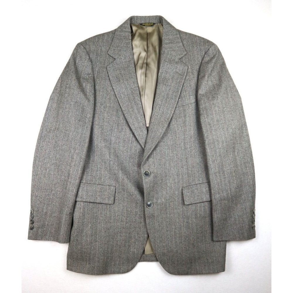 VINTAGE MEN'S BEIGE WOOL BLAZER JACKET - STRATHMORE - SIZE 39R